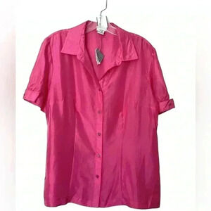 NWT JACKLYN SMITH Pink 100% Silk Blouse. Size Large